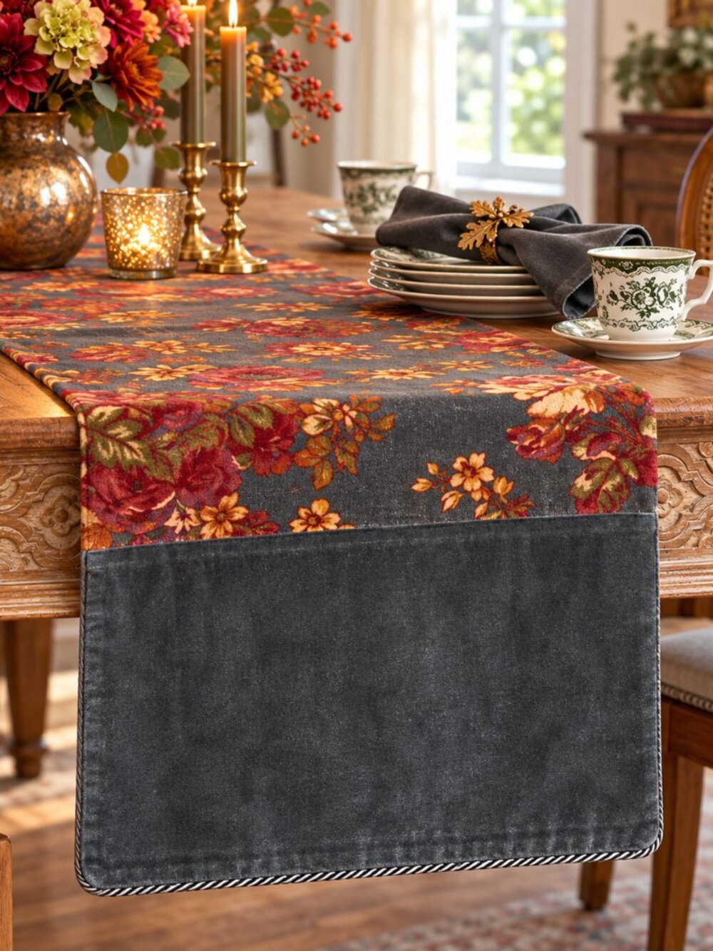 Victorian Rose Velvet Table Runner | April Cornell